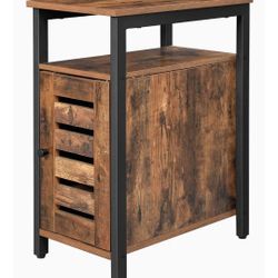 Side Table, Multipurpose Storage Cabinet with Open Shelf, Inner Adjustable Shelf, Steel Frame, Living Room Office, 11.8 x 19.7 x 23.6 Inches, Industri