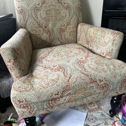 Free- Living Room Chairs. 1 Black And White with Birds, Pair of Paisley Designs 