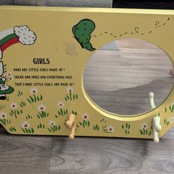Antique Girl's Mirror Coat Rack 
