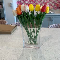 Fake Tulip Flowers With Vase 