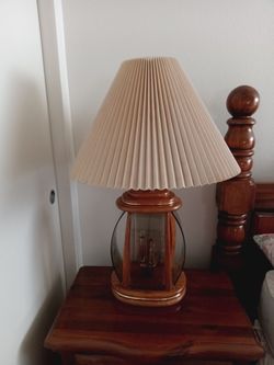 Wood and Glass Lantern Table Lamp