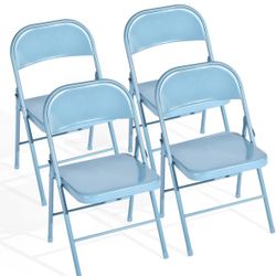 Metal Folding Chairs- Set Of 8