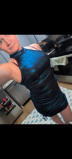 Forever Rose Ceuture Teal Metallic Dress