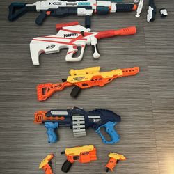 Nerf Toy Guns And + 5 Safety Glasses