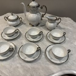 Seyei Fine China Renaissance 1031 White with Silver Trim
