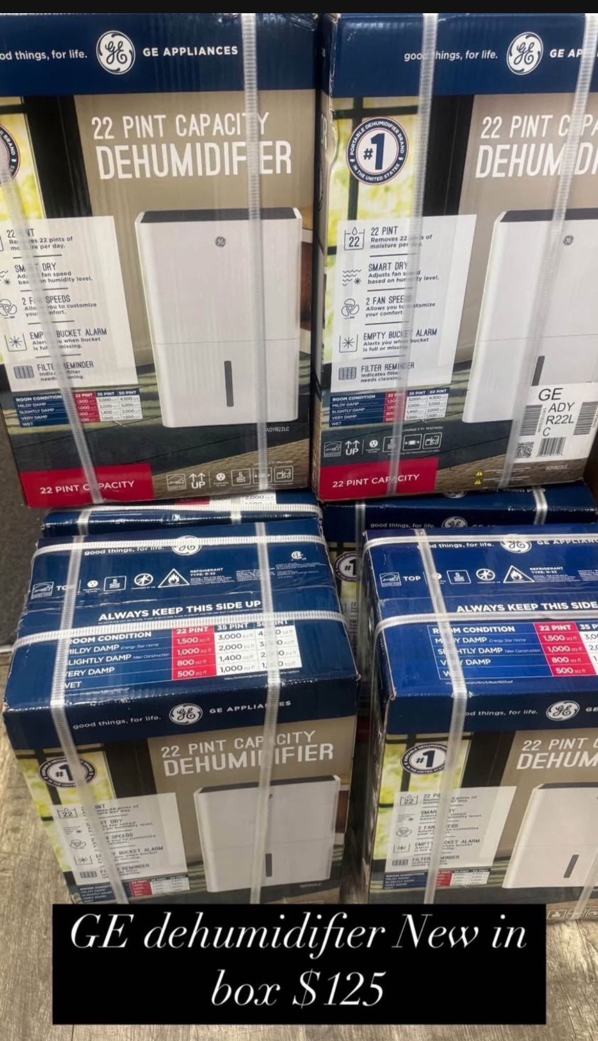 GE 22 Pint Dehumidifier New In Box
