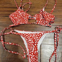 Red & White Bikini Set