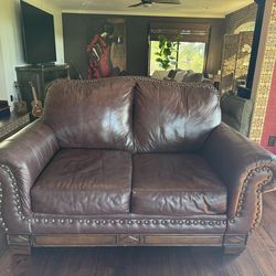 Dark brown leather couch