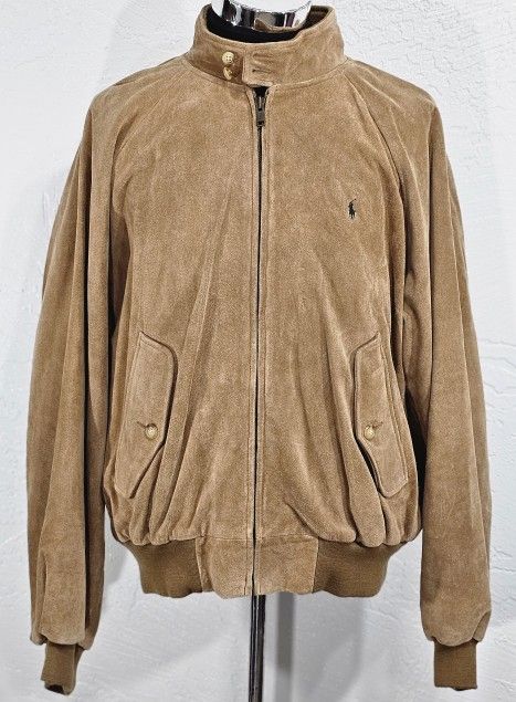 True Vintage Polo Ralph Lauren super soft beige suede bomber jacket in Mens Size XL