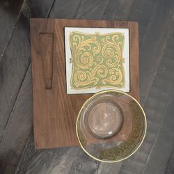 Culver Cheese Tray Green Baroque With Bowl