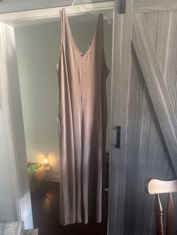 Sleeveless V-Neck Maxi Dress in Taupe