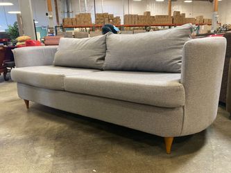 Light Grey Woven Upholstery Curved Arm Low Profile Loveseat