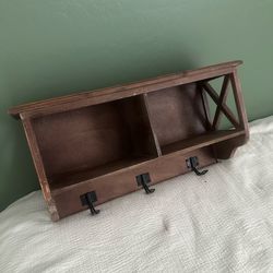 Wood double shelf with hangers