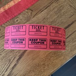 RAFFLE TICKETS .. ROLL OF 2000 Double Tickets ..Red