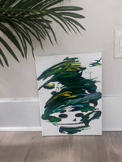 Original Fluid Abstract Painting – Modern Emerald Green Canvas Art