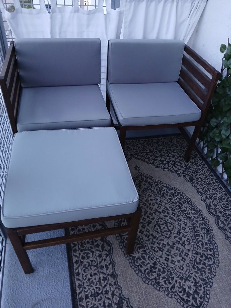 3 Piece Outdoor Patio Set With Cushions 