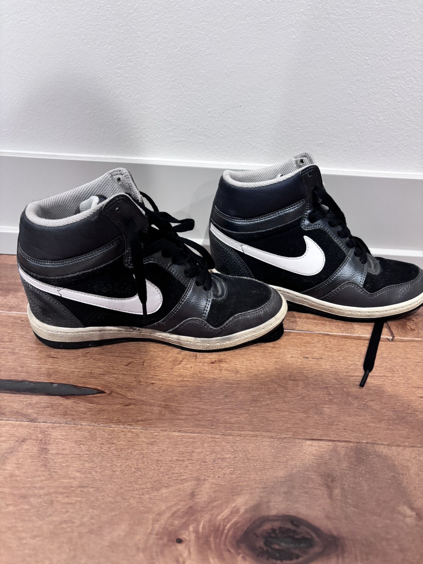Nike Force Dunk Sky Hi Hidden Wedge Heel Blac White