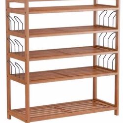 Homfa Bamboo Shoe Shelf Storage Organizer