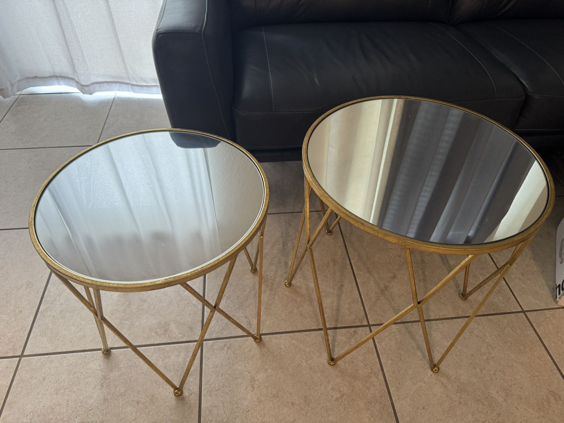 Gold Mirrored Side Tables - Set of 2