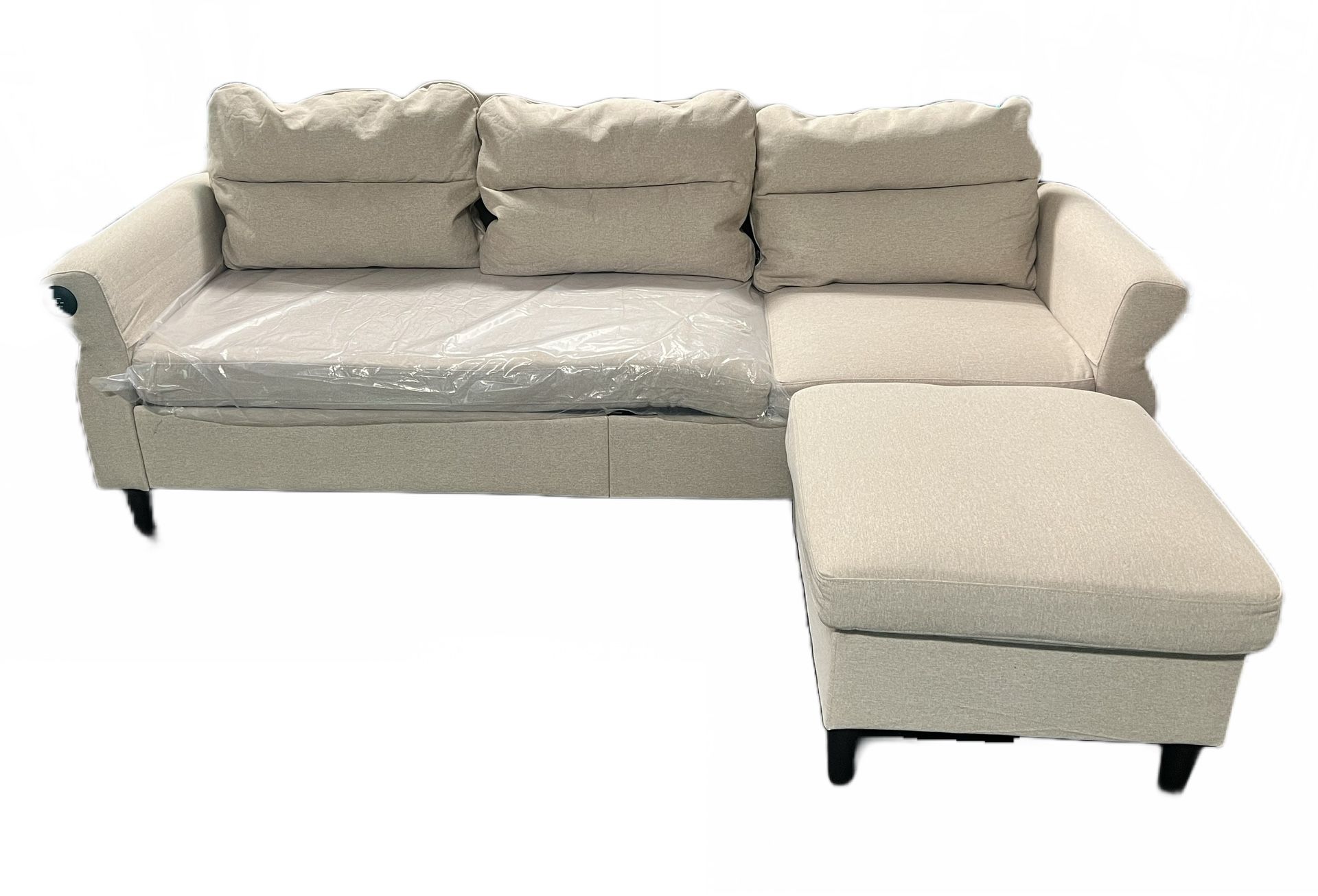 Sofa sectional with usb. Oatmeal beige. Brand new 98x73x46