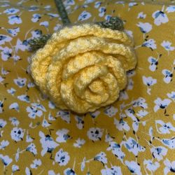 crochet handmade single yellow rose