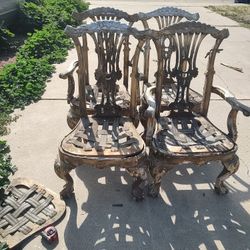 Wooden Antique Dining Room Chairs-set Of 4