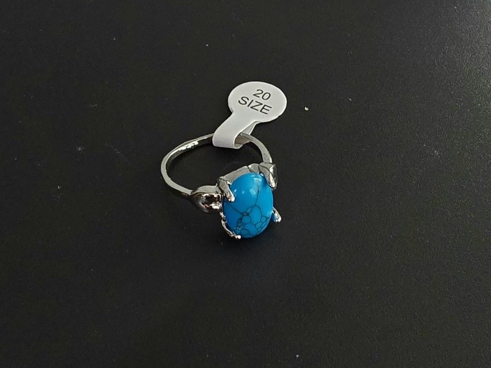 BLUE HOWLITE TURQUOISE NEW POLISHED CABECHON SIZE 9 LADIES RING