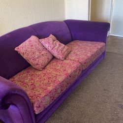 Unique, Vintage, Purple Velvet Sofa 