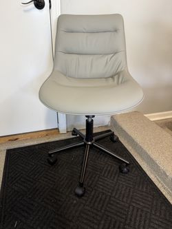 Brand New Grey Vegan Leather Height Adjustable Reclining Office/Vanity Chair