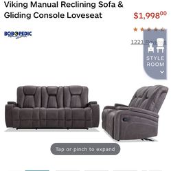 Bobs Furniture Viking Manual Reclining Sofa And Gliding Loveseat