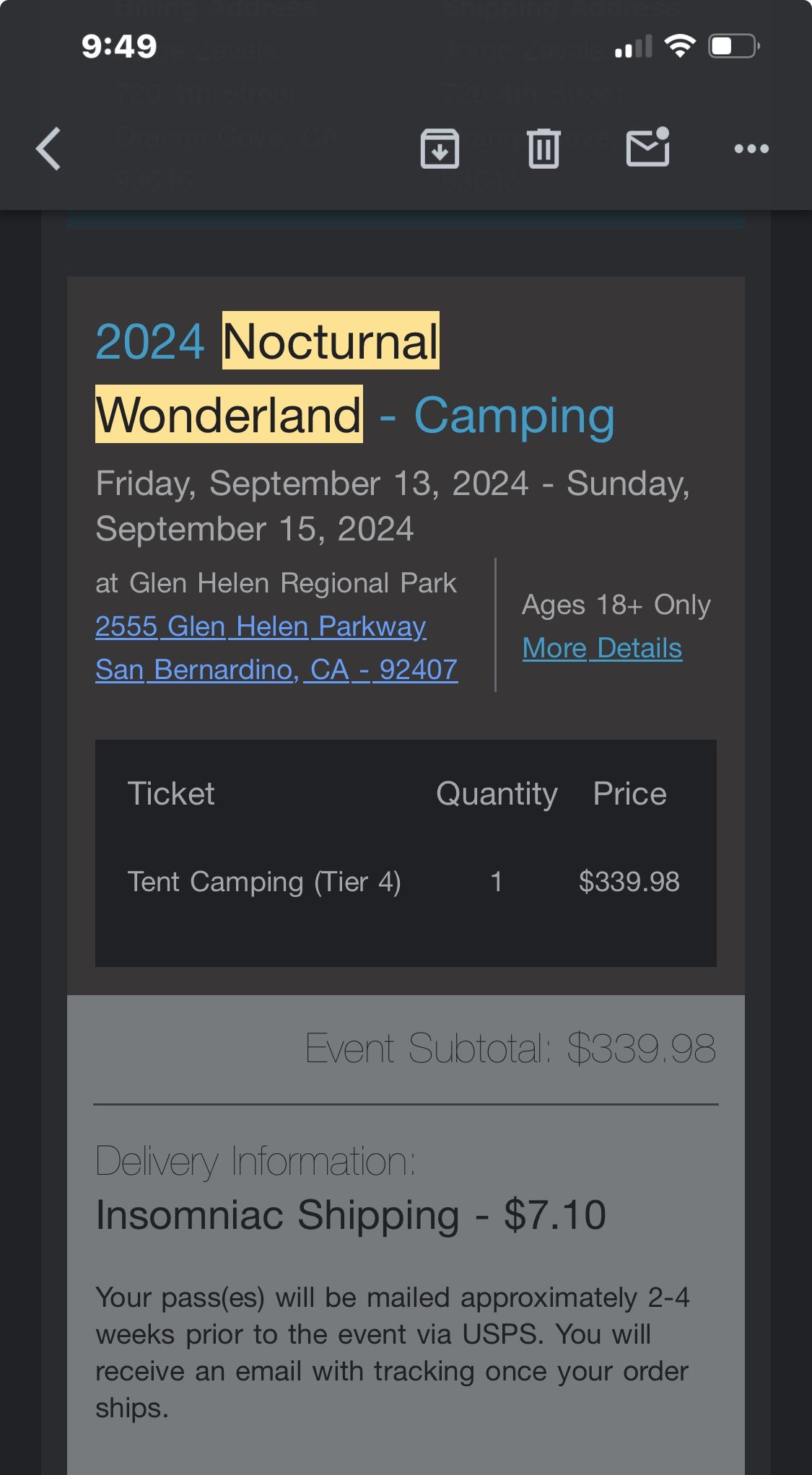 Nocturnal wonderland Camping Pass