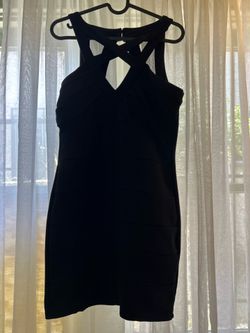 Black dress with crisscross design