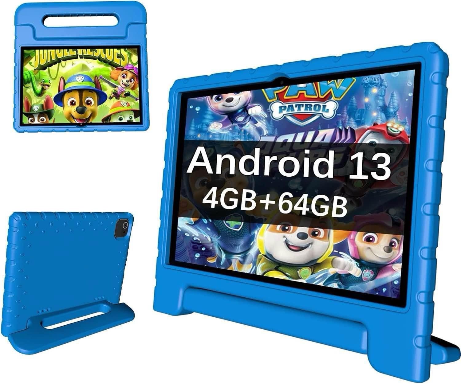ITDULCET Blue 10in Android 13 Tablet 4GB Ram 64GB Storage 2.4+5G WiFi Dual Camera IPS HD GREEN Case