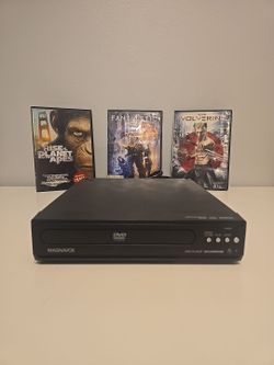 Refurbished Magnavox DVD player with 3 movies