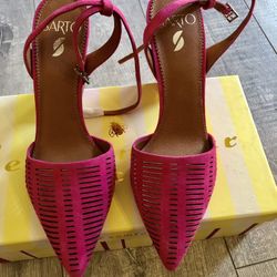 Sarto Hot Pink Ankle Straps Heel Shoes