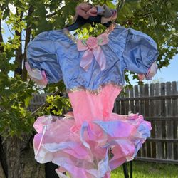 Pretty Pink & Blue Satin Ballerina Child's Costume - with matching ribbon headband  - For About Age 5