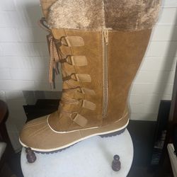 Cognac Brown Tall Winter Boots