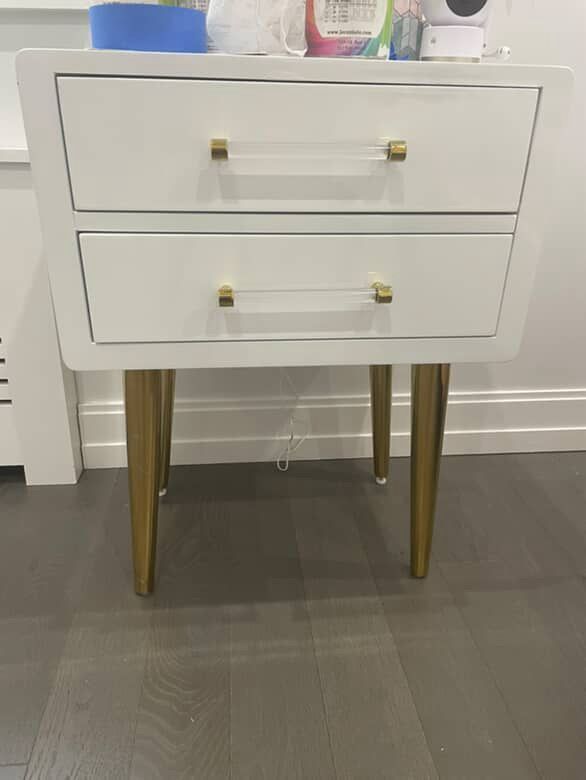 Meridian Furniture Zane Accent Table in White Laquer with Gold