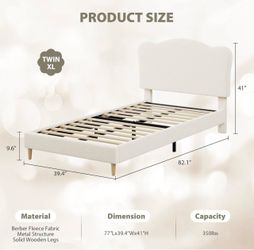 Twin XL Upholstered Platform Bed Frame Sherpa