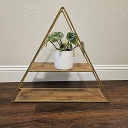 Decor Hanging Shelf Triangle Gold 24" Wide Base