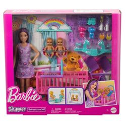Barbie Skipper Babysitter Doll with Twin Nursery Playset with Crib, Swing, See-Saw & Accessories