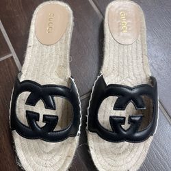 Black Gucci Espadrille sandals Size 39 Size 8