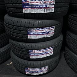 SET OF FOUR NEW 215/55/18 AMERICAN ROADSTAR INCLUDING MOUNT AND BALANCE, ASK ME FOR ANY SIZE AND BRANDS 