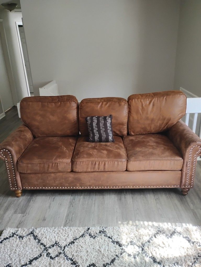 Brown Leather Sofa Set