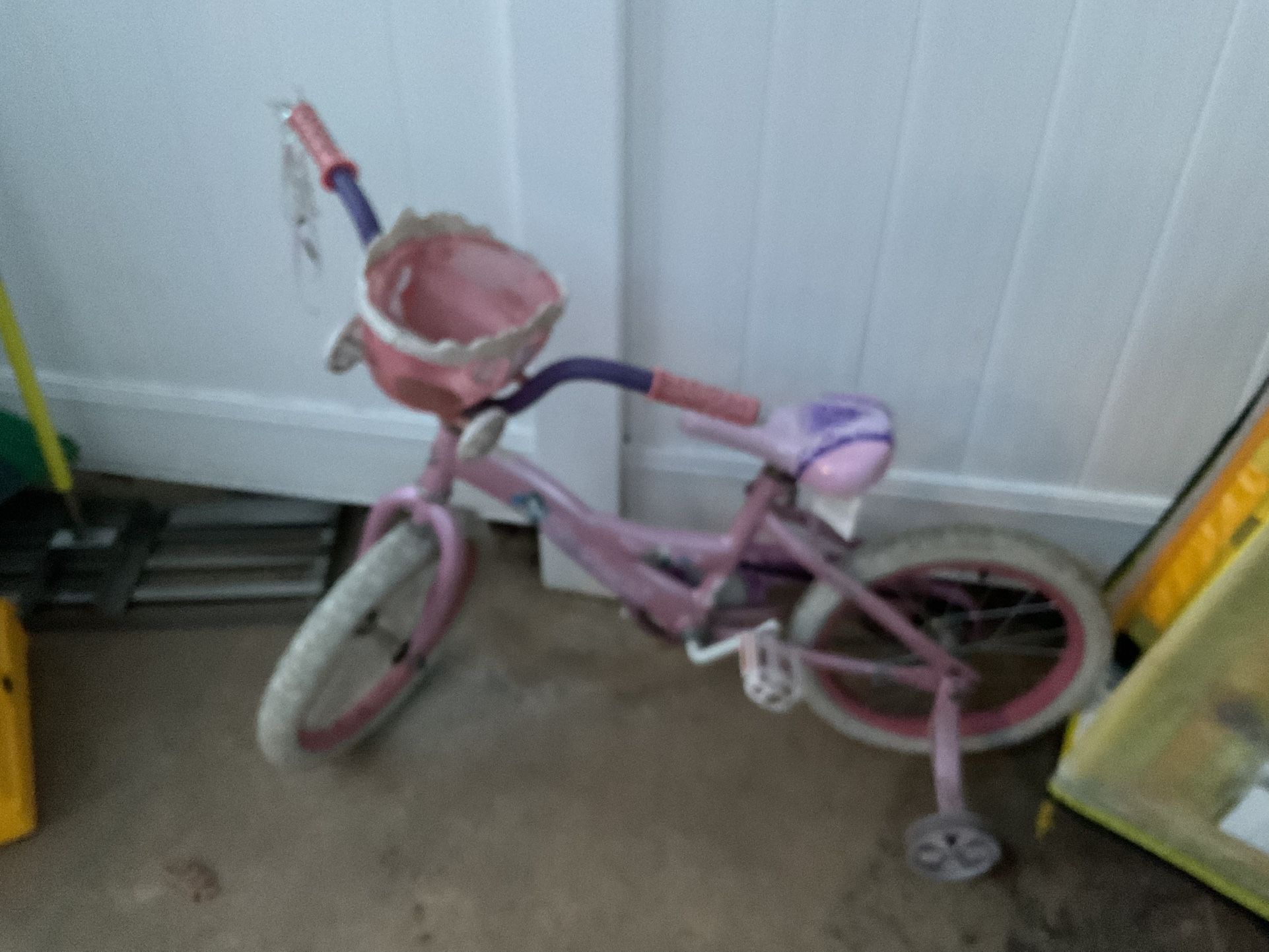 A Nice Bicycle With Training Wheels For The Beginners, With A Little Basket (NO SHIPPING)