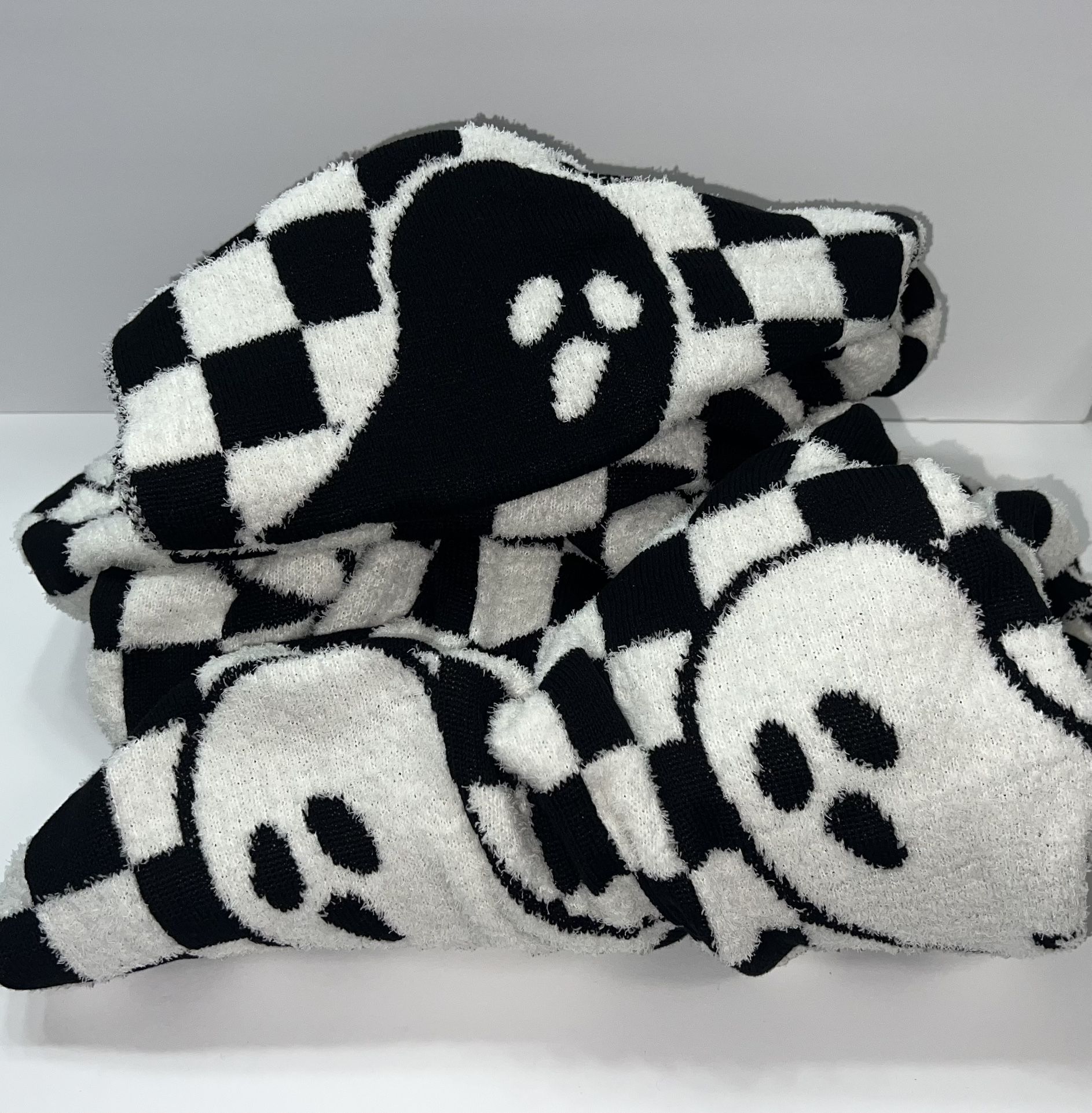 Halloween Ghost Checker Blanket