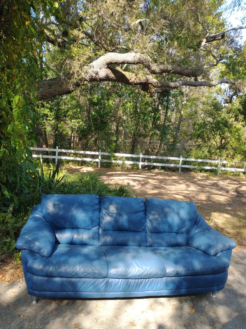 Real Leather Very Beautiful Blue Sofa 