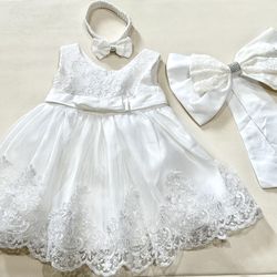 Baby Ruffle Lace Dress (6-12M) - White