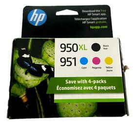 Genuine HP 950XL High Yield Black & 951 Color Ink Cartridges 4-Pack Exp Nov 2026b