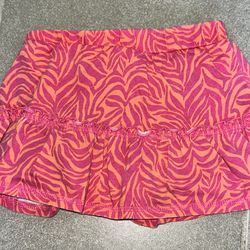 3T Pink Orange Zebra Print Ruffle Skirt